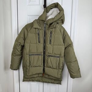 Orolay Kids Olive Green Down Puffer Winter Coat Hooded Duck Down, Sz 150 11-12Y